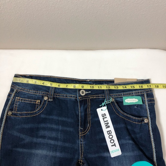 Maurices Stretchy Blue Wash Mid Rise Embellished Pockets Slim Boot Jeans 11/12 - Picture 10 of 16